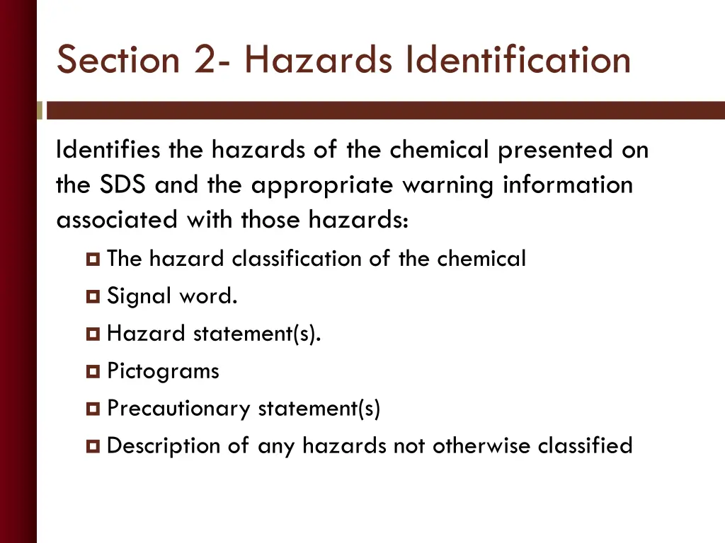 section 2 hazards identification