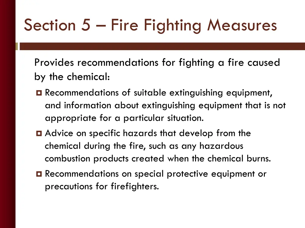 section 5 fire fighting measures