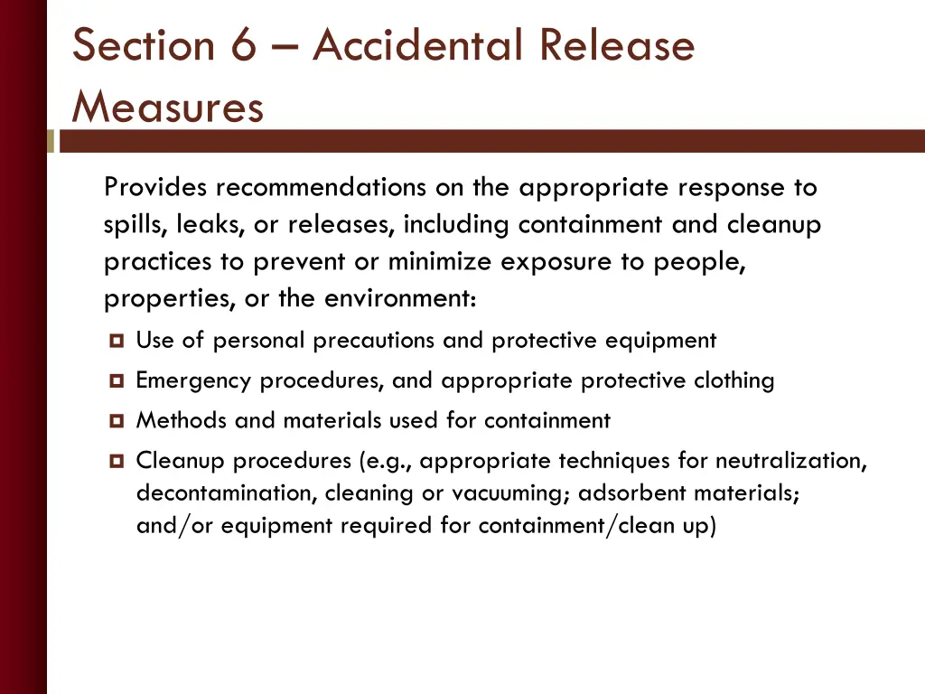 section 6 accidental release measures