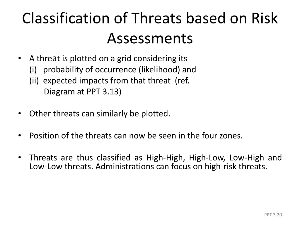 classification of threats based on risk