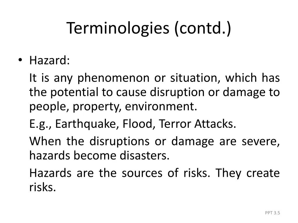 terminologies contd