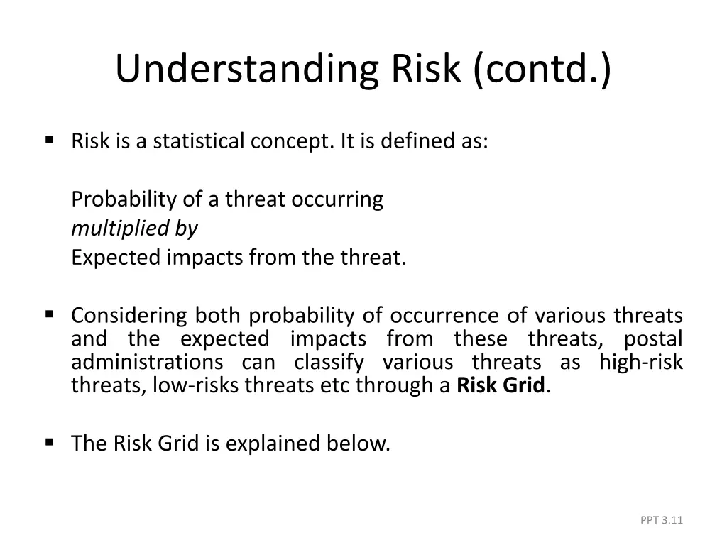 understanding risk contd