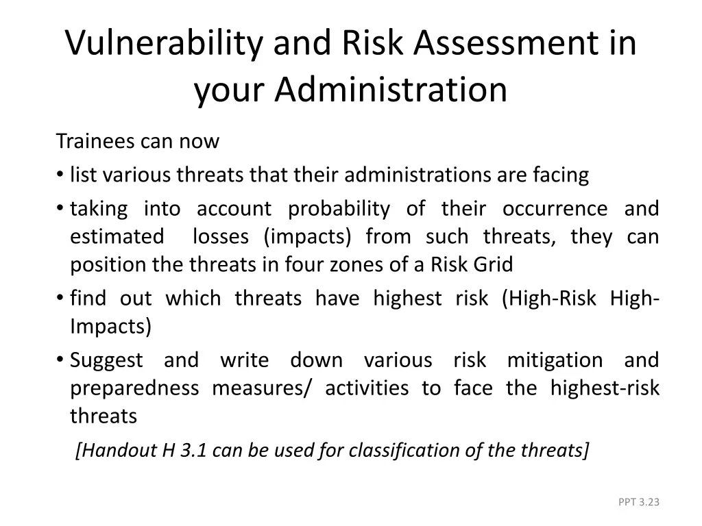 vulnerability and risk assessment in your