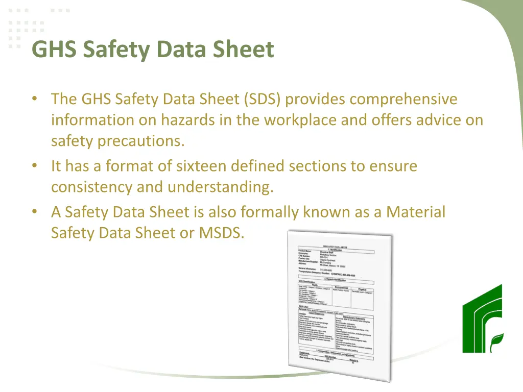 ghs safety data sheet