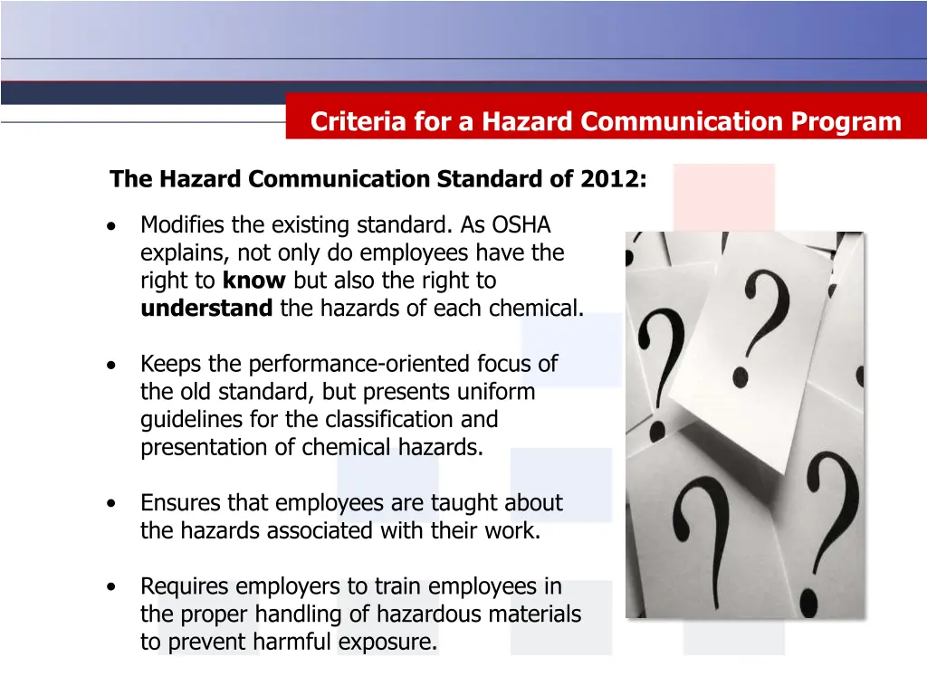 criteria for a hazard communication program