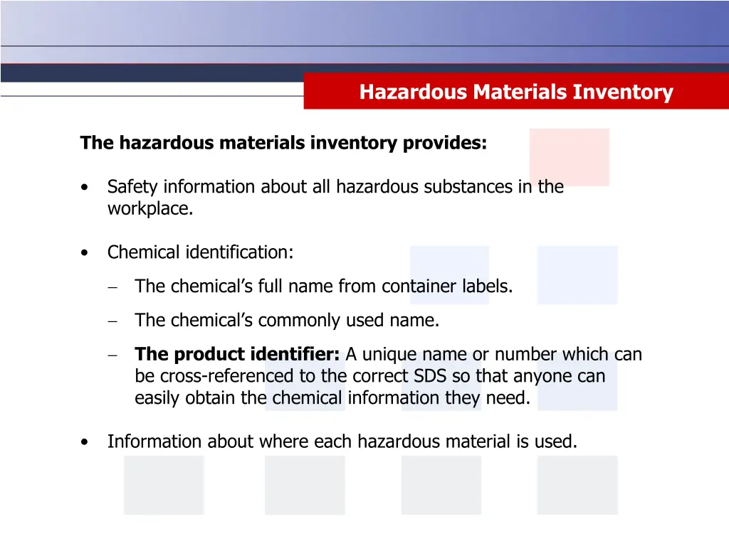 hazardous materials inventory