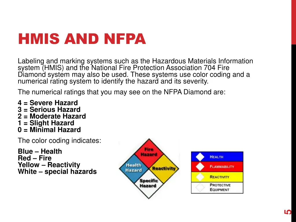 hmis and nfpa