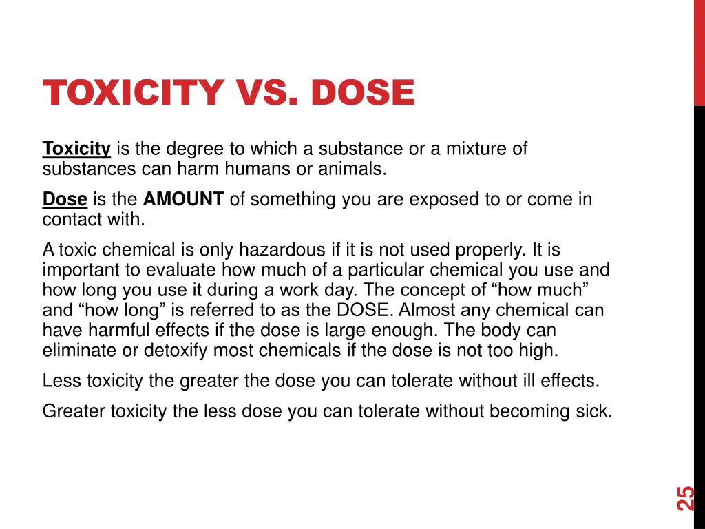 toxicity vs dose