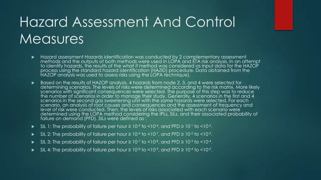 hazard assessment and control measures