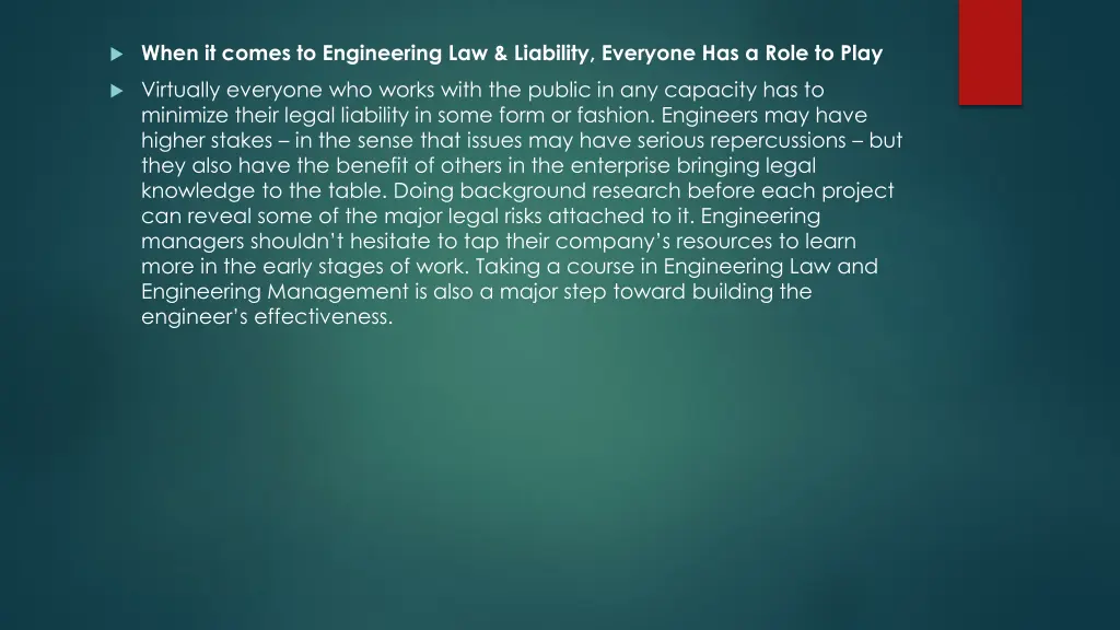 when it comes to engineering law liability