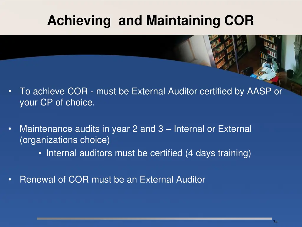 achieving and maintaining cor