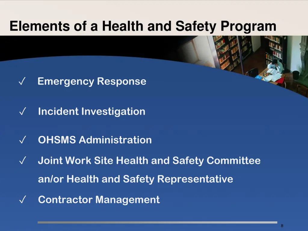 elements of a health and safety program 1