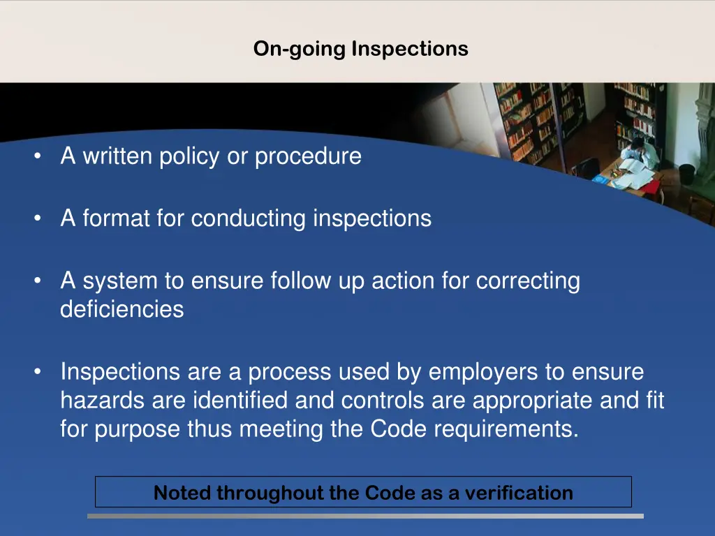 on going inspections
