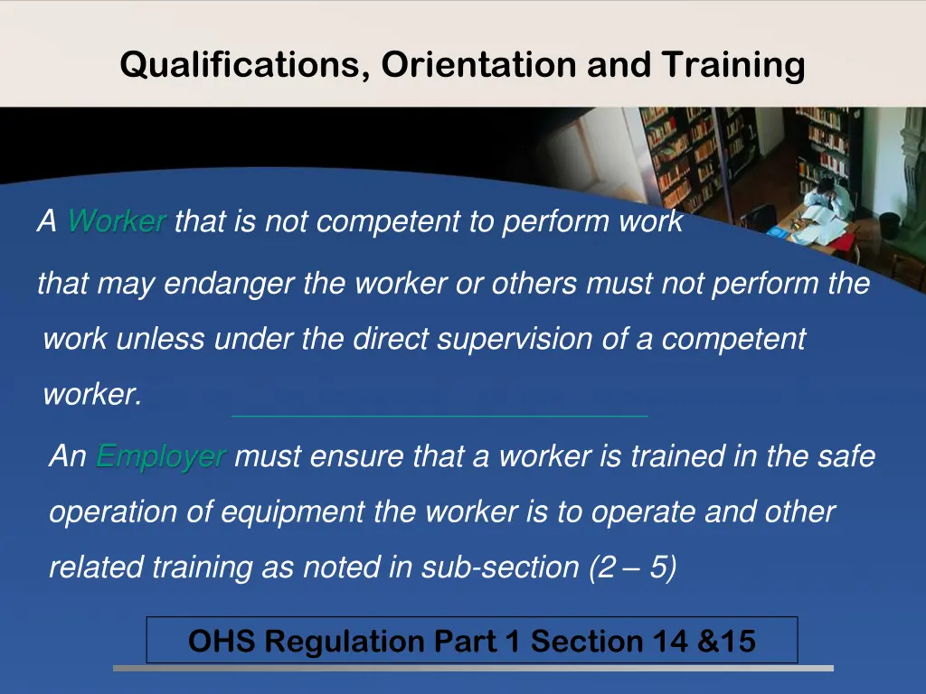 qualifications orientation and training
