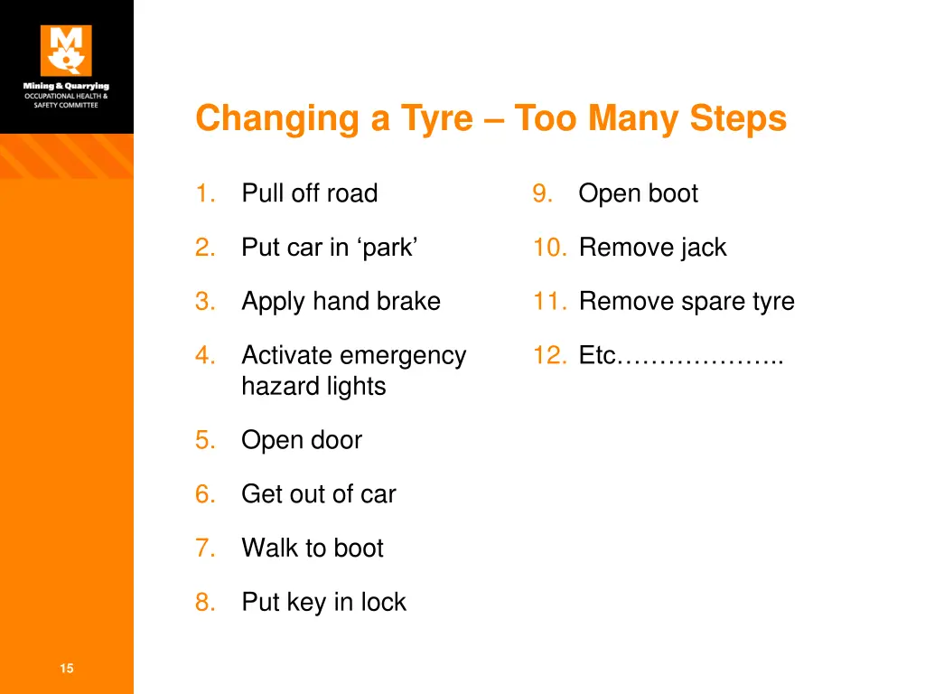 changing a tyre too many steps