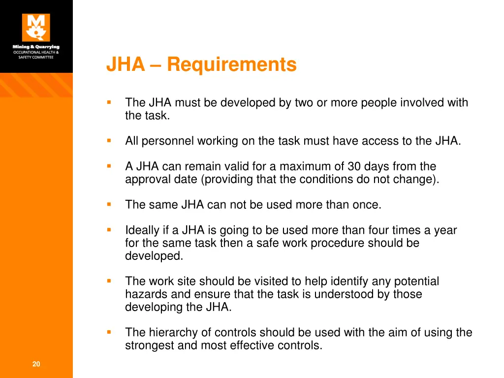 jha requirements 1