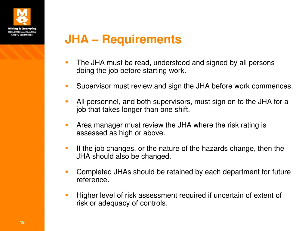 jha requirements