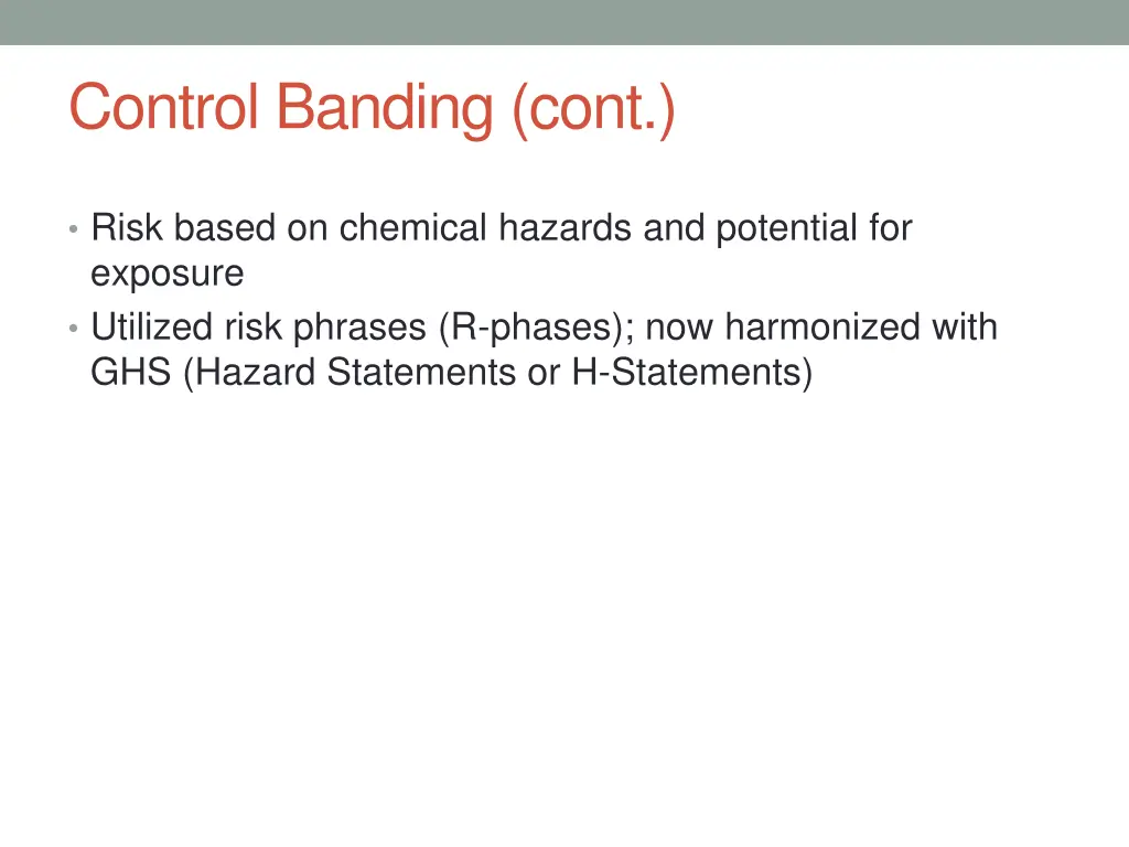 control banding cont