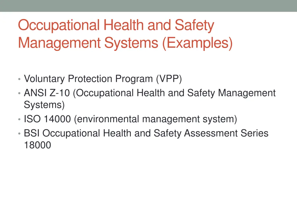 occupational health and safety management systems