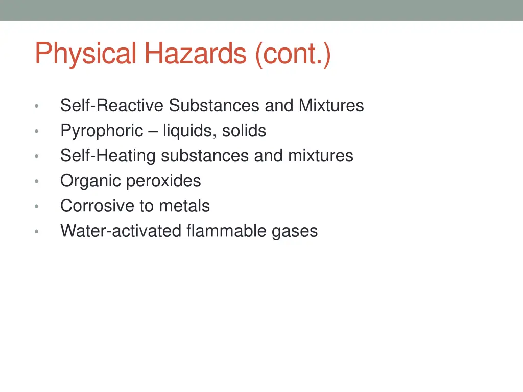 physical hazards cont