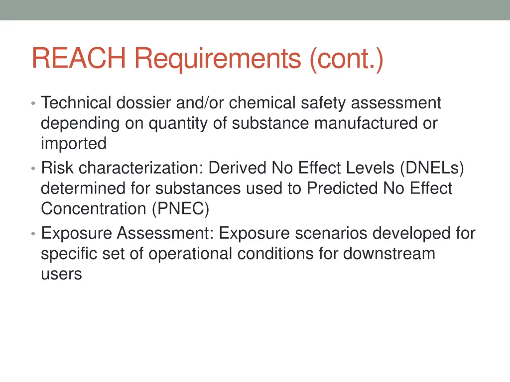 reach requirements cont