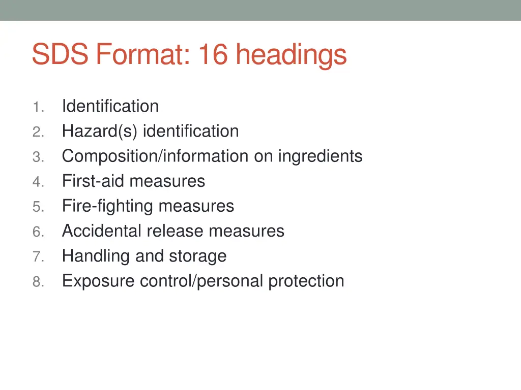 sds format 16 headings