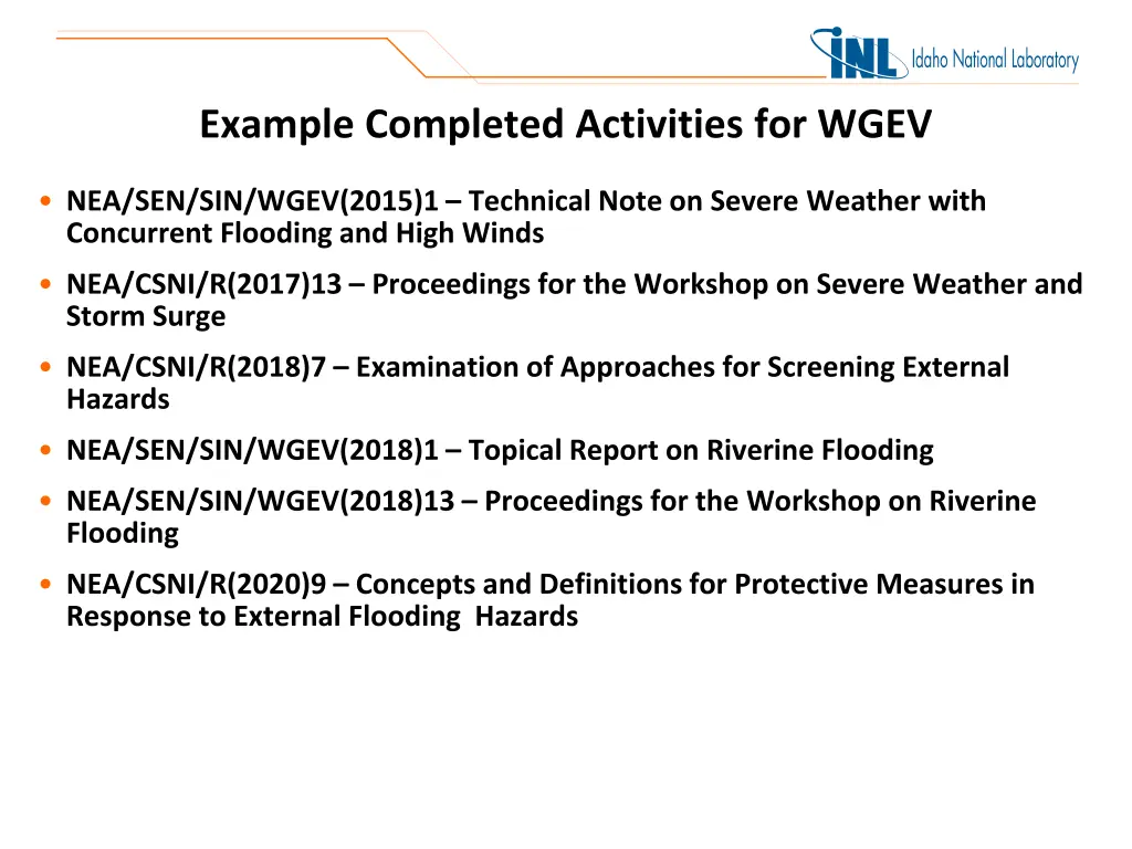 example completed activities for wgev