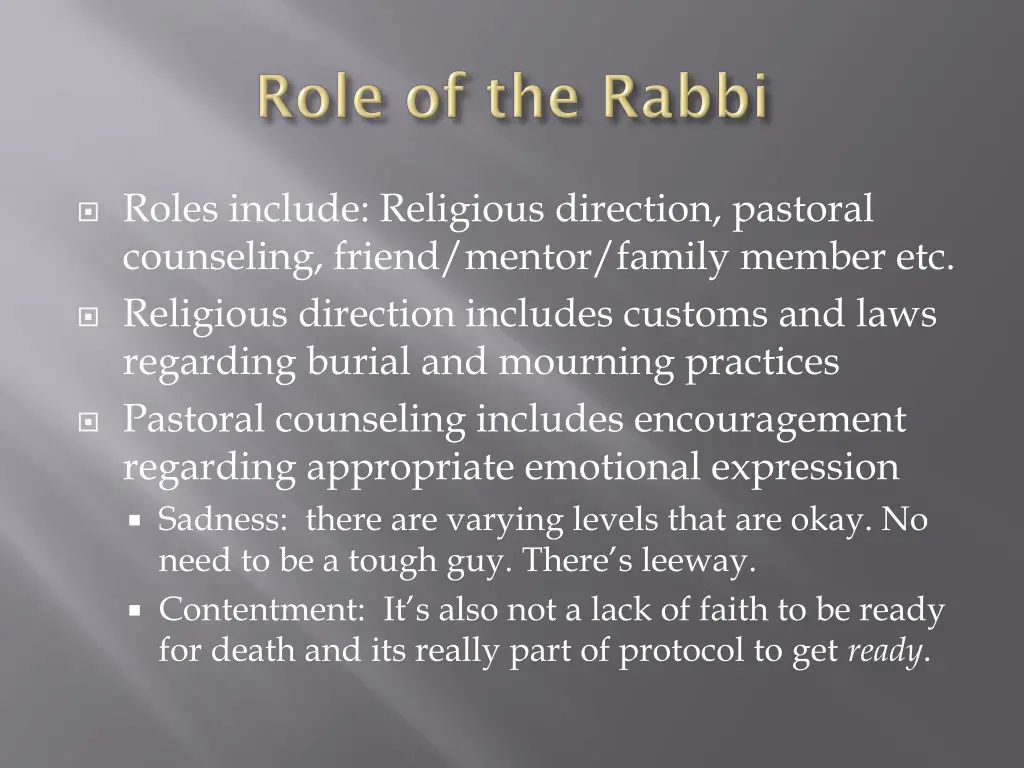 roles include religious direction pastoral