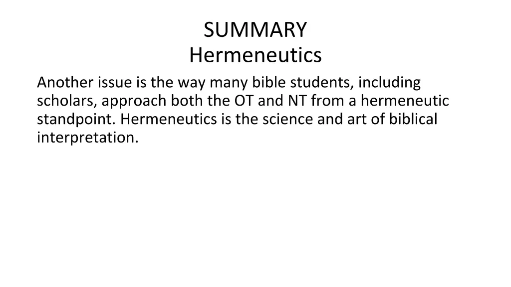 summary hermeneutics