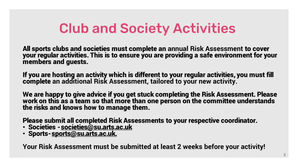 club and society activities