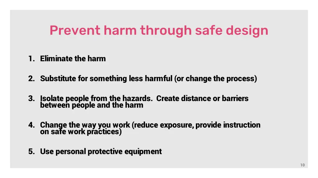 prevent harm through safe design