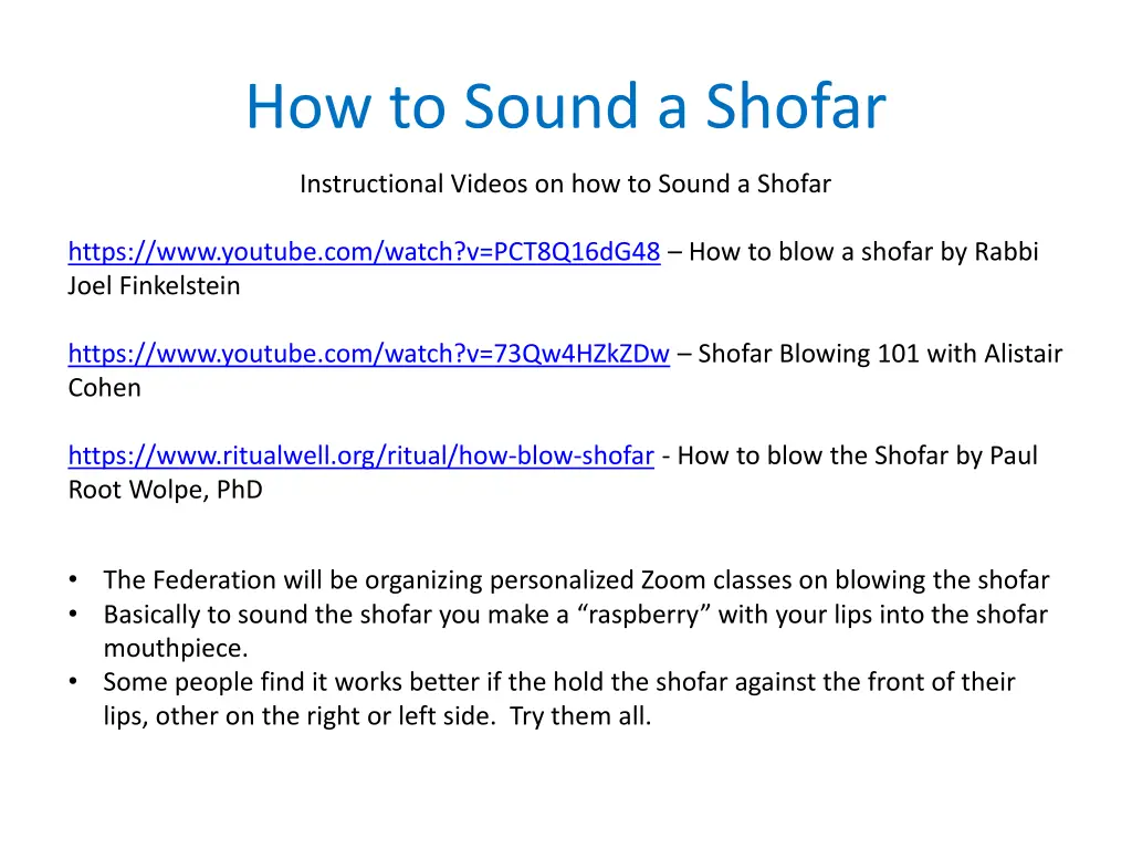 how to sound a shofar