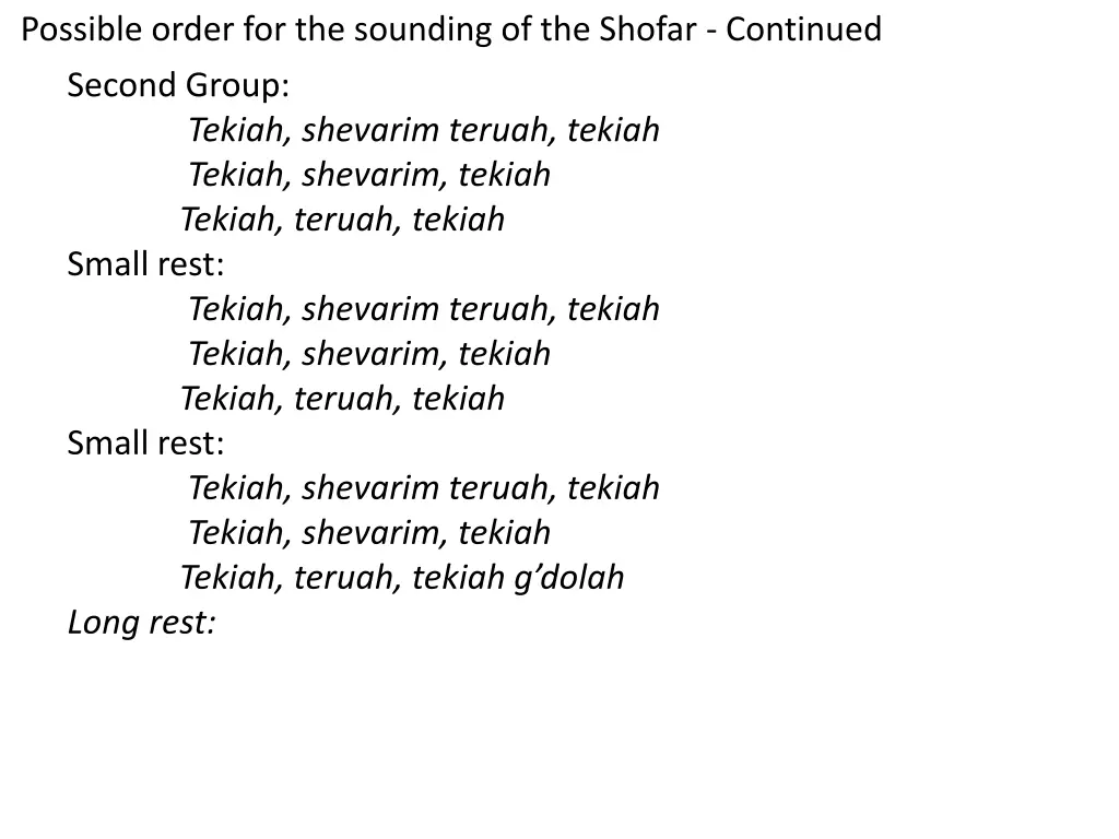 possible order for the sounding of the shofar 1