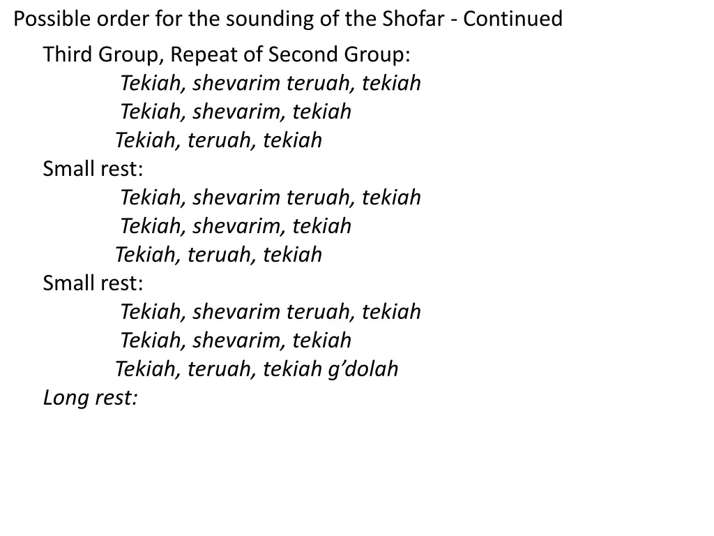 possible order for the sounding of the shofar 2