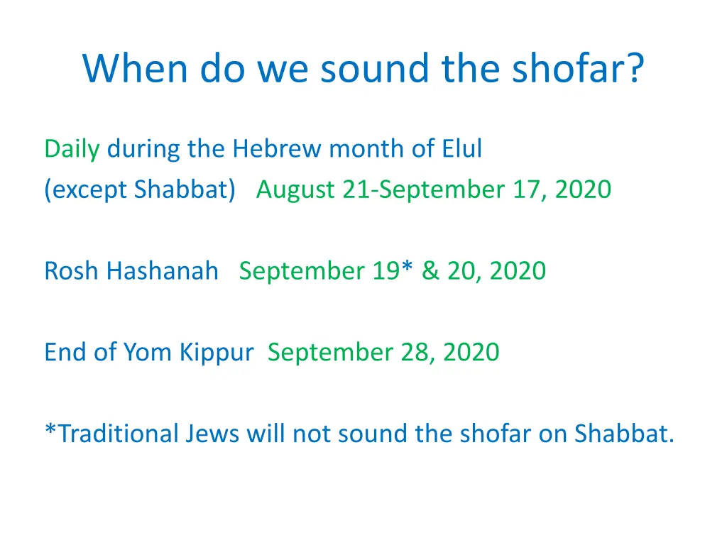 when do we sound the shofar