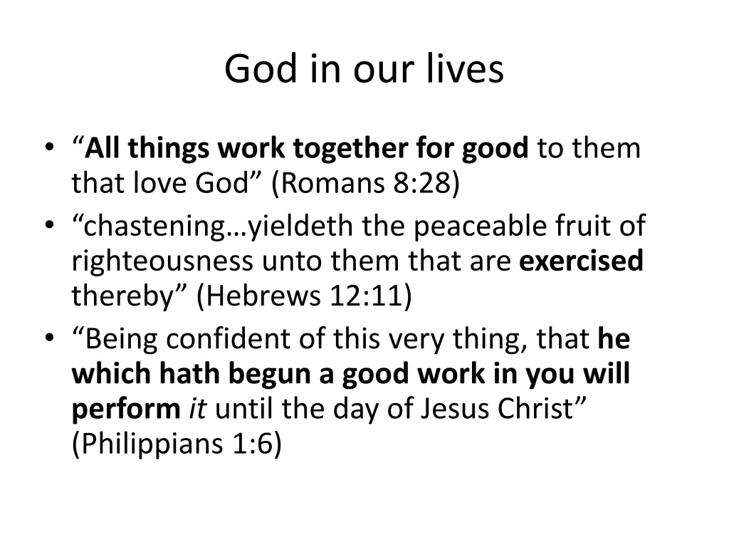 god in our lives