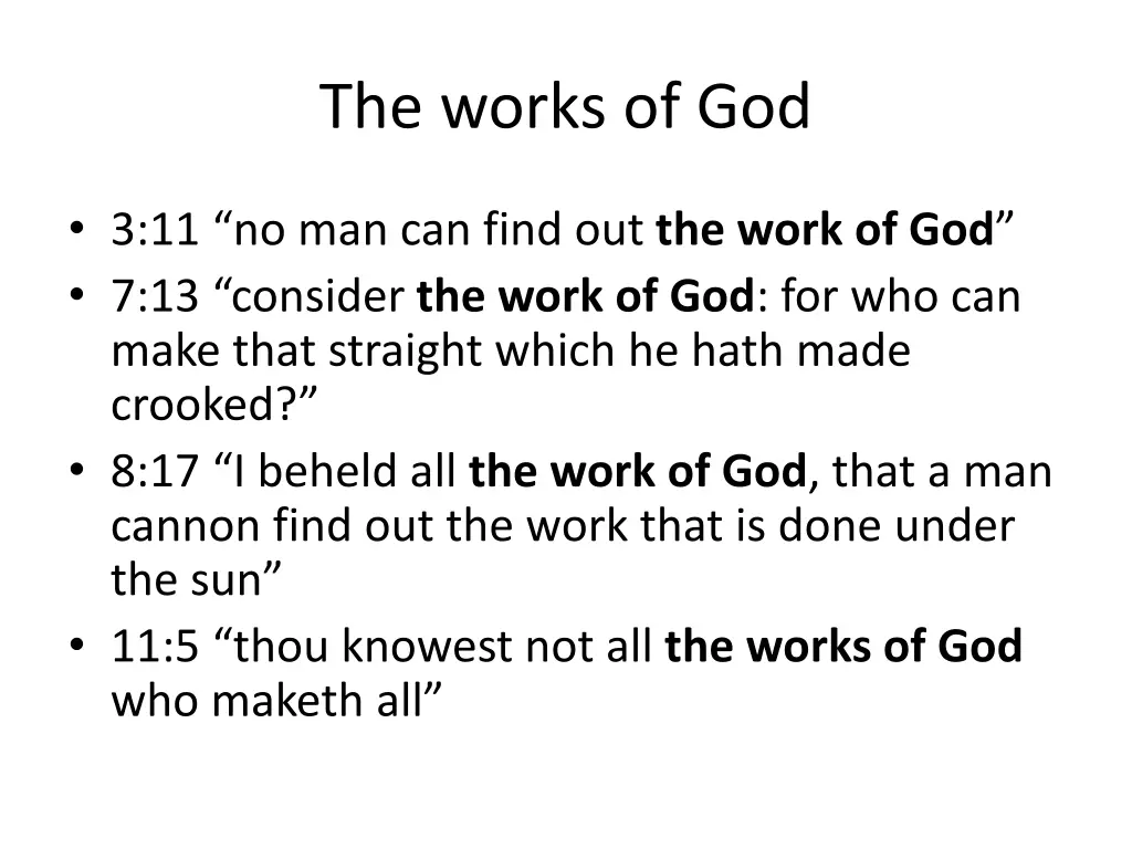 the works of god