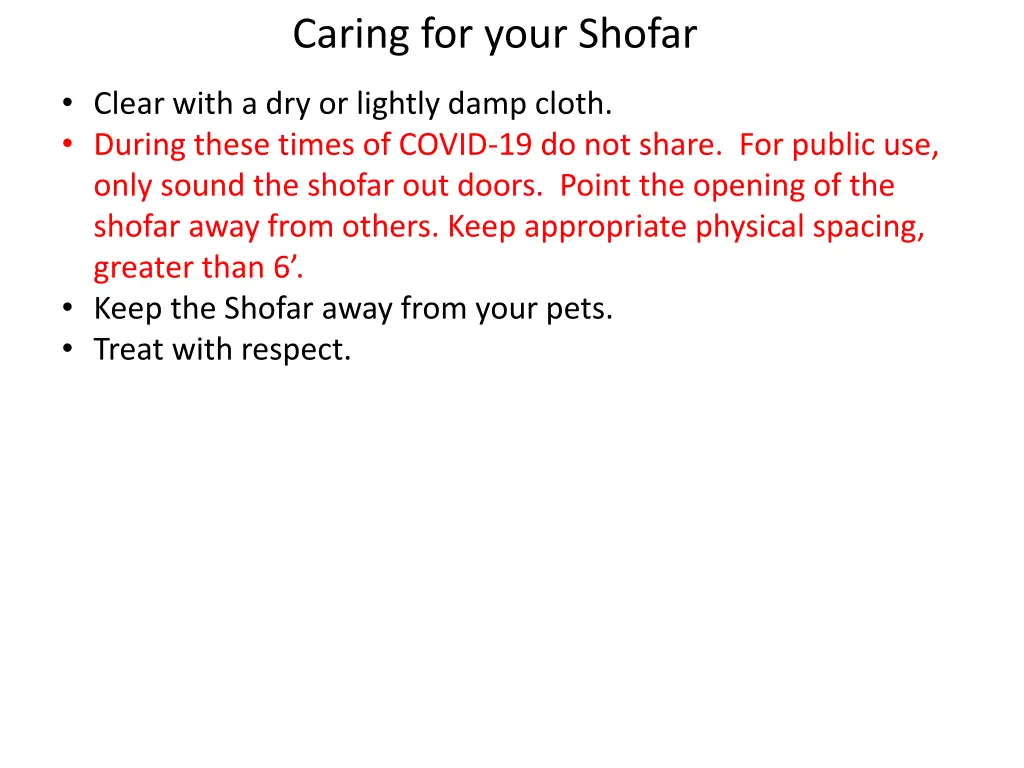 caring for your shofar