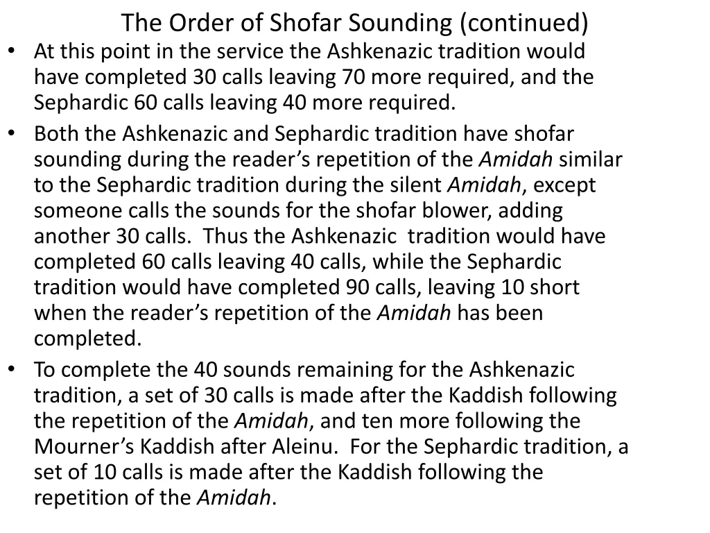 the order of shofar sounding continued at this