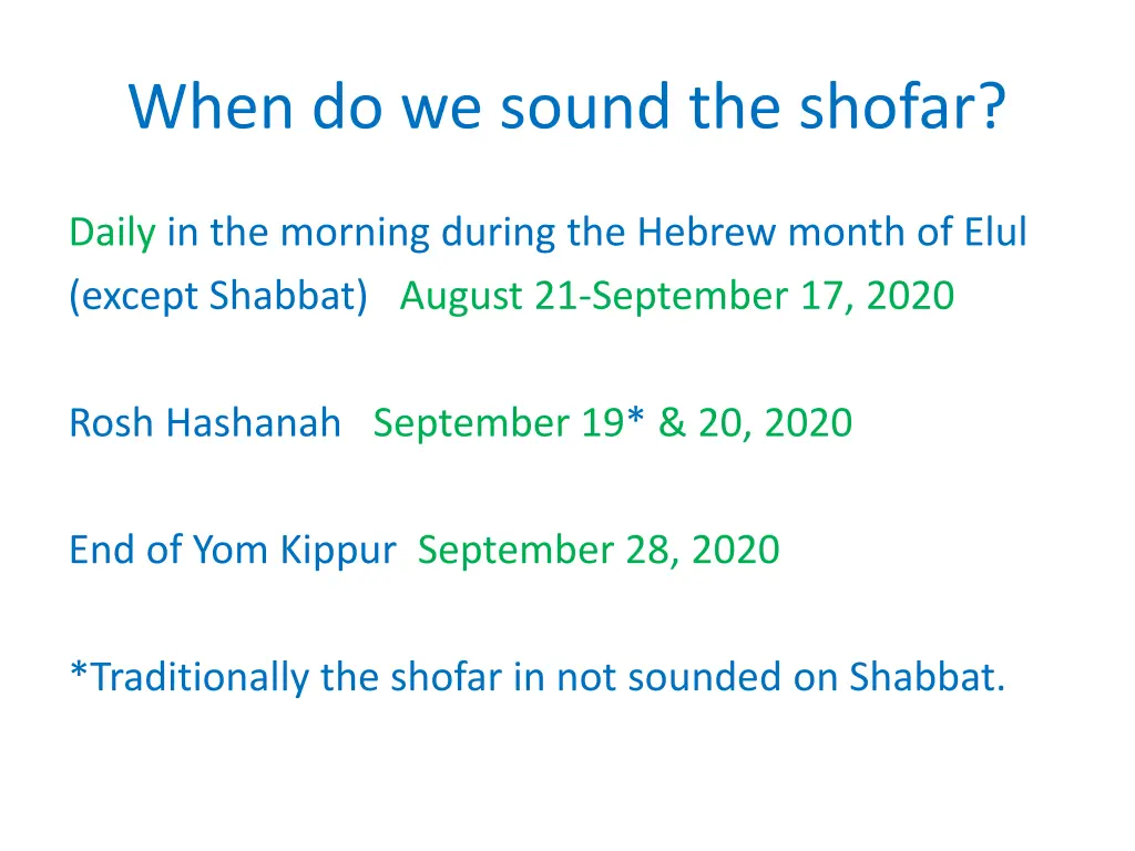 when do we sound the shofar