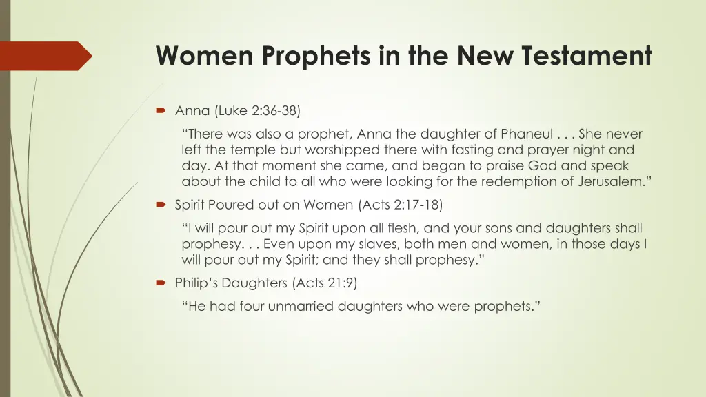 women prophets in the new testament