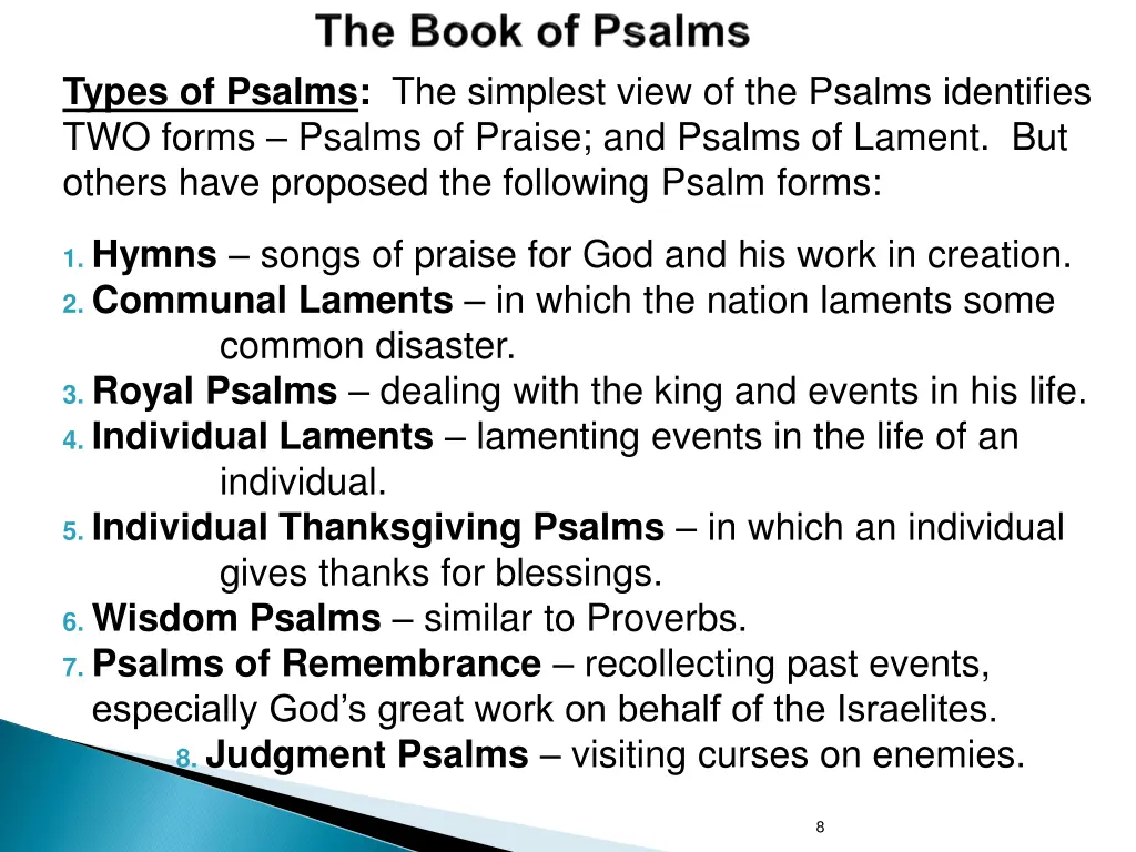 types of psalms the simplest view of the psalms