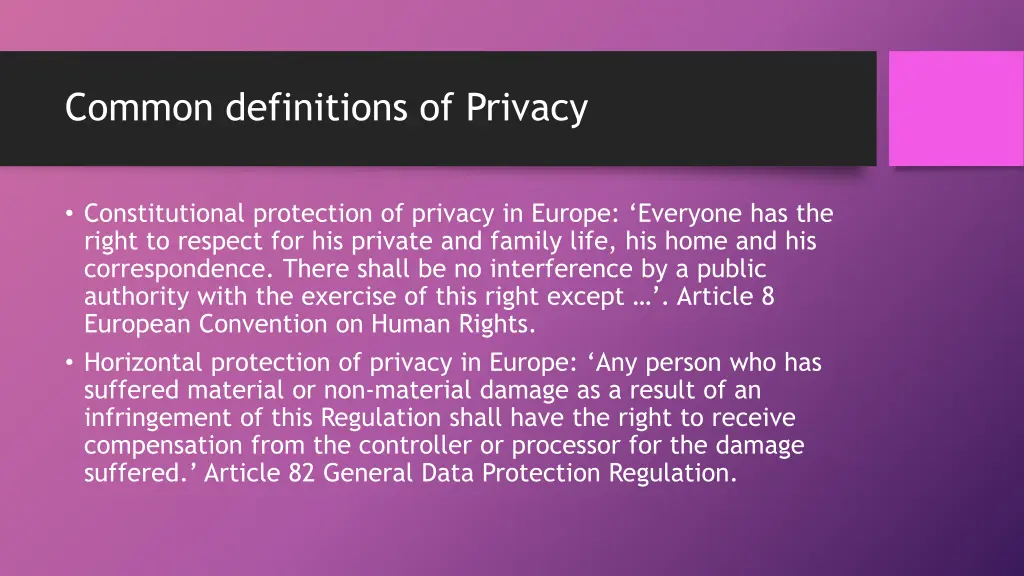 common definitions of privacy 1