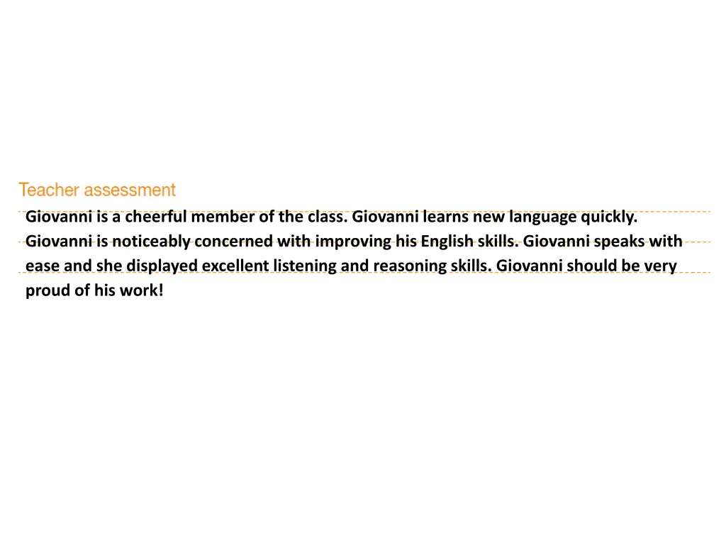 giovanni is a cheerful member of the class