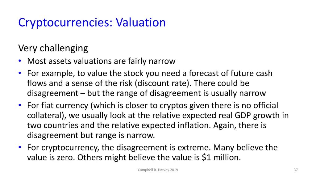 cryptocurrencies valuation