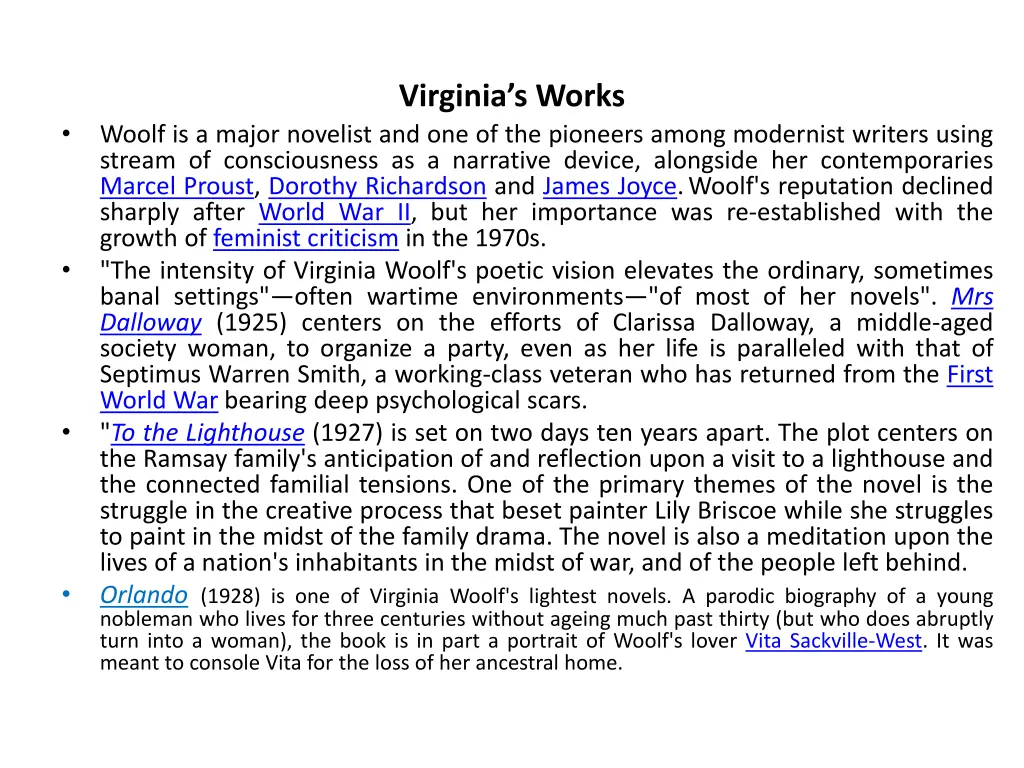 virginia s works