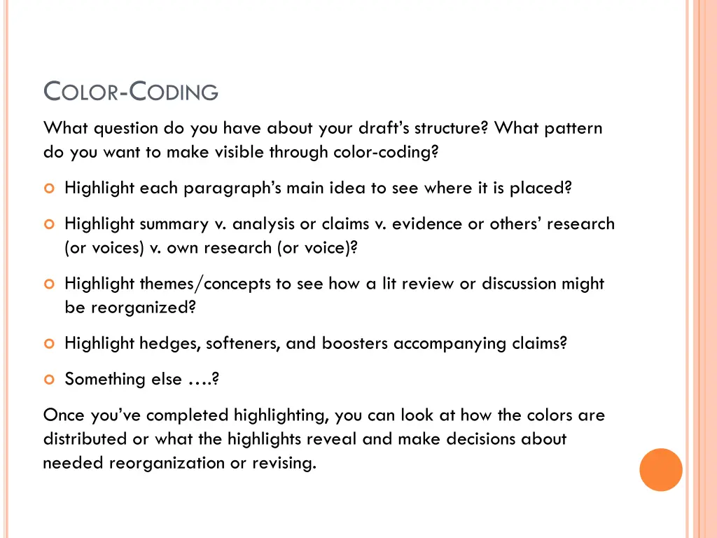 c olor c oding what question do you have about