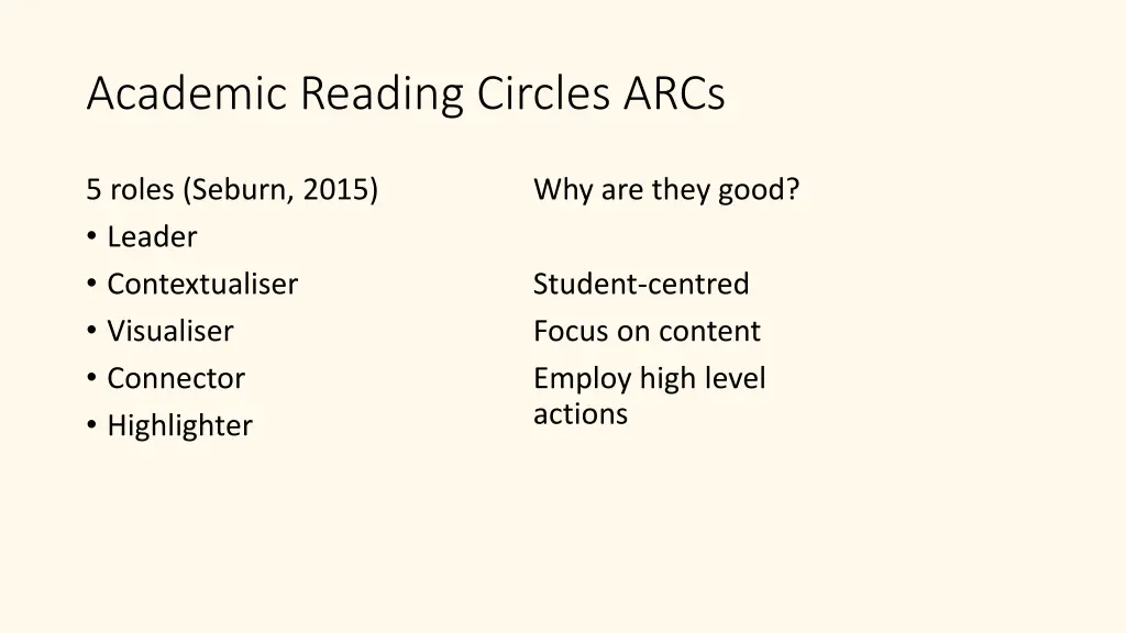 academic reading circles arcs