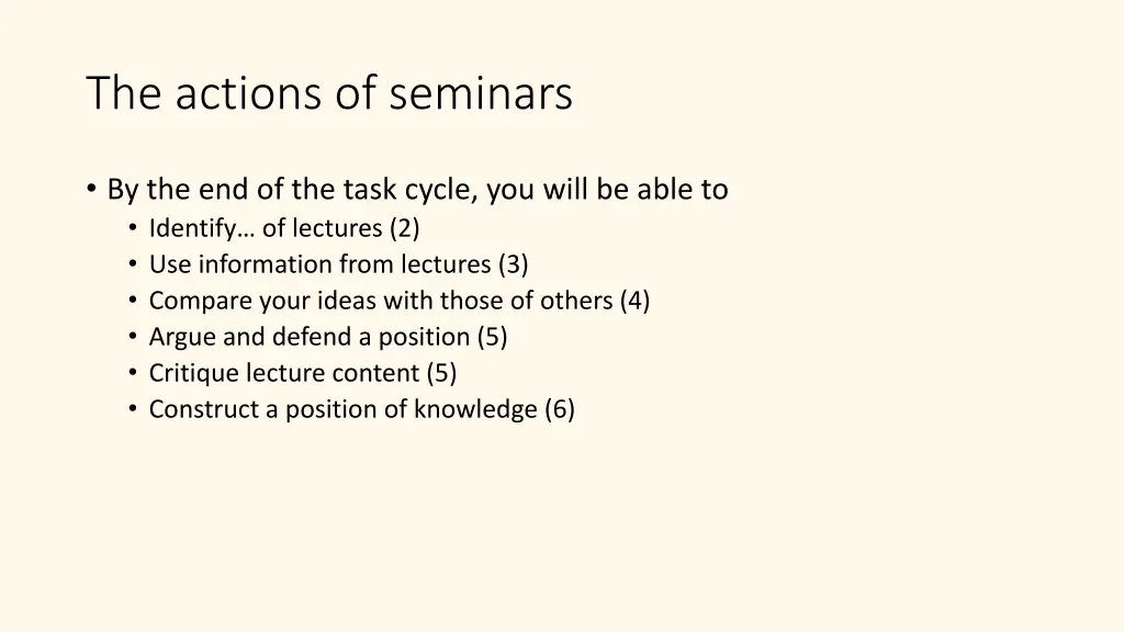 the actions of seminars