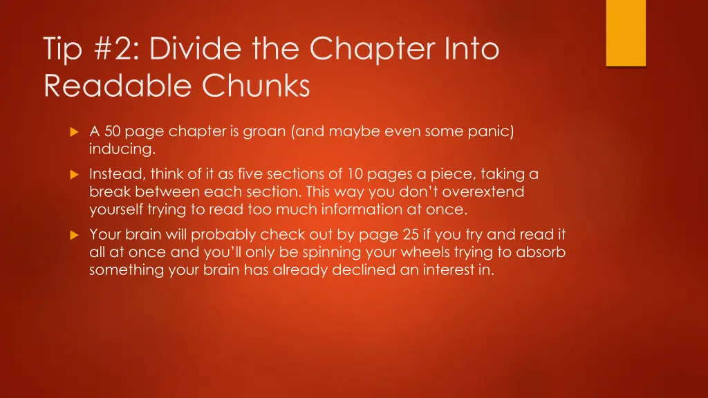 tip 2 divide the chapter into readable chunks